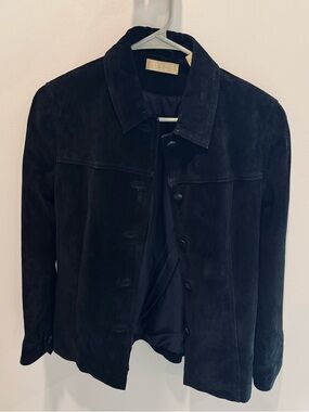 Kate Hill Black Suede Button-Front Jacket